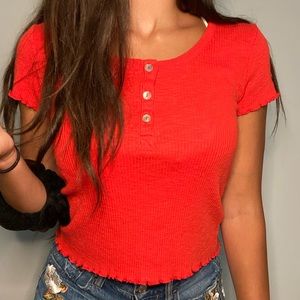 PACSUN ME TO WE RED TOP / SHIRT